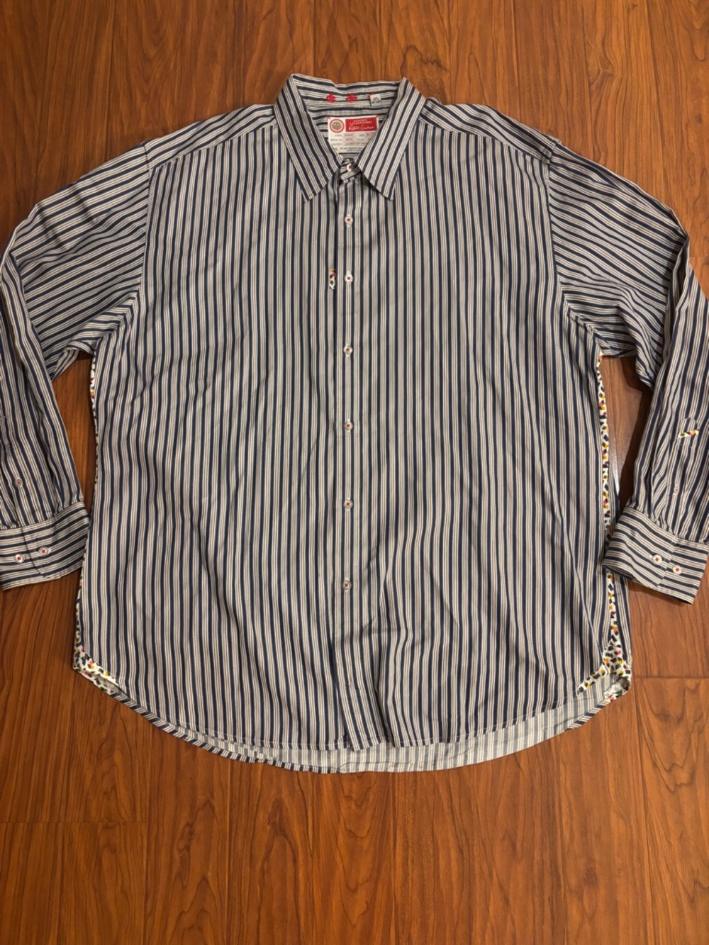 Robert Graham Freshly Laundered Shirt Vertical Stripe Button-Up Shirt Mens 3XL